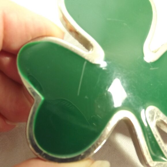Distressed Shamrock Belt Buckle, Rub for Luck!!! - Picture 3 of 11